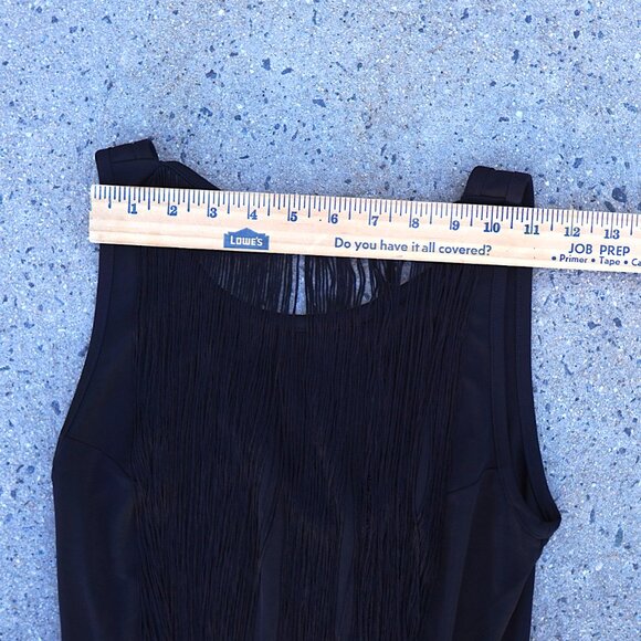 Sam Edelman Black Fringe Flapper Dress M Open Back Cocktail Party Gatsby - Picture 5 of 14